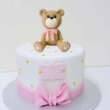 3D Bear Cake Toppers Bear Cake Decorations for Boy Girl Baby Shower Birthday Party Supplies (pink)