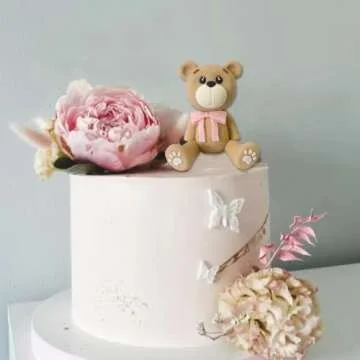 3D Bear Cake Toppers Bear Cake Decorations for Boy Girl Baby Shower Birthday Party Supplies (pink)