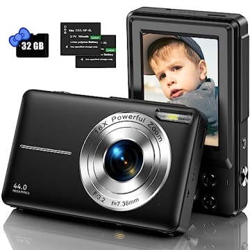 IWEUKJLO Digital Camera for Kids - 44MP FHD 1080P with 32GB Card, Perfect Gift