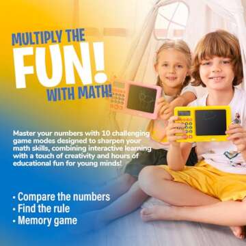 CoolToys Number Genius - Interactive Electronic Math Game with Sketch Pad - Educational Math Learning Games for Kids: Addition, Subtraction, Multiplication, Division, Number Comparison&Logic - Yellow