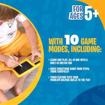 CoolToys Number Genius - Interactive Electronic Math Game with Sketch Pad - Educational Math Learning Games for Kids: Addition, Subtraction, Multiplication, Division, Number Comparison&Logic - Yellow