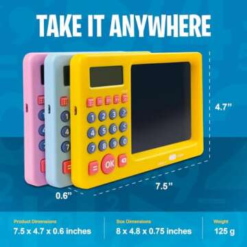 CoolToys Number Genius - Interactive Electronic Math Game with Sketch Pad - Educational Math Learning Games for Kids: Addition, Subtraction, Multiplication, Division, Number Comparison&Logic - Yellow