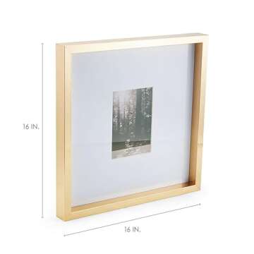 Mikasa 16x16 in. Gallery Frame for 15x15 in. Photo with 2 mm Beveled Mat, Vertical or Horizontal Dis...