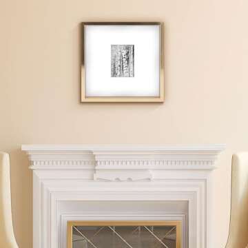 Mikasa 16x16 in. Gallery Frame for 15x15 in. Photo with 2 mm Beveled Mat, Vertical or Horizontal Display, Gold