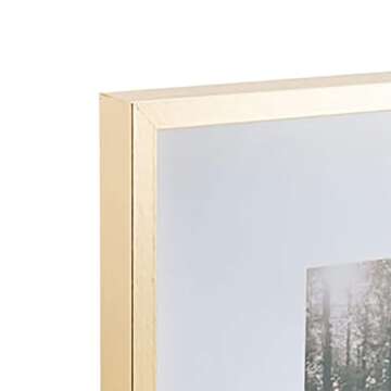 Mikasa 16x16 in. Gallery Frame for 15x15 in. Photo with 2 mm Beveled Mat, Vertical or Horizontal Display, Gold