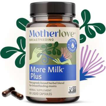 Motherlove More Milk Plus (60 Liquid caps) Fenugreek-Based Lactation Supplement to Support Breast Milk Supply—Non-GMO, Organic Herbs, Vegan, Kosher, Soy-Free