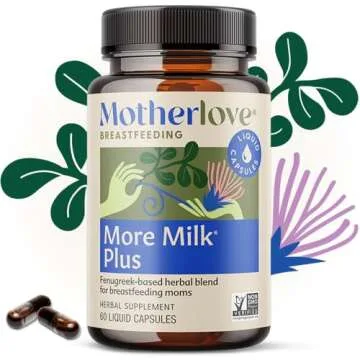 Motherlove More Milk Plus (60 Liquid caps) Fenugreek-Based Lactation Supplement to Support Breast Milk Supply—Non-GMO, Organic Herbs, Vegan, Kosher, Soy-Free