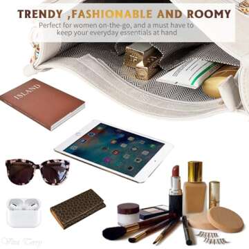 Viva Terry Vegan Leather Crossbody Fashion Shoulder Bag Purse with Adjustable Strap (White)