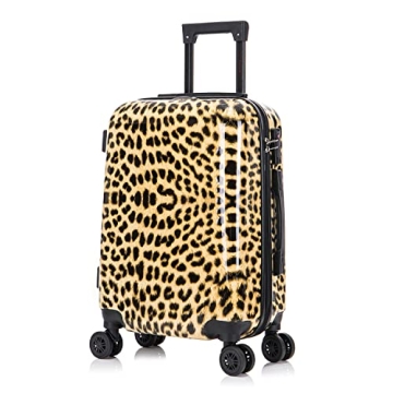InUSA Cheetah Print Luggage with Spinner Wheels | Durable Lightweight Hardside Suitcase | Travel Bag...