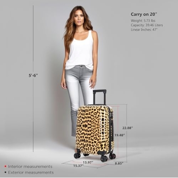 InUSA Cheetah Print 20-Inch Lightweight Spinner Luggage
