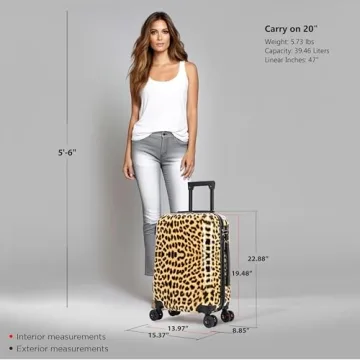 InUSA Cheetah Print 20-Inch Lightweight Spinner Luggage