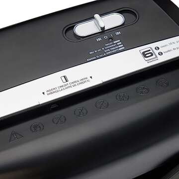 Amazon Basics 6 Sheet Cross Cut Paper and Credit Card Home Office Shredder with 3.8 Gallon Bin, Blac...