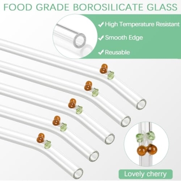 Reusable Cherry Glass Straws - Eco-Friendly & Cute