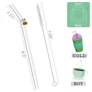Reusable Cherry Glass Straws - Eco-Friendly & Cute