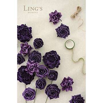 Ling's Moment Artificial Flowers Fake Roses Faux Peony Foam Gardenia Combo for DIY Wedding Bouquets ...