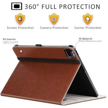 ZtotopCase for New iPad pro 11 inch case 2021/2020, Premium PU Leather Smart Cover with Auto Wake/Sleep and Multiple Viewing Angles, Support 2nd Gen iPad Pencil Wireless Charging, Brown