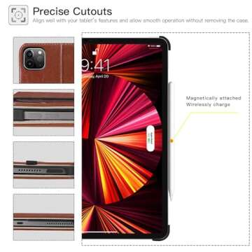 ZtotopCase for New iPad pro 11 inch case 2021/2020, Premium PU Leather Smart Cover with Auto Wake/Sleep and Multiple Viewing Angles, Support 2nd Gen iPad Pencil Wireless Charging, Brown