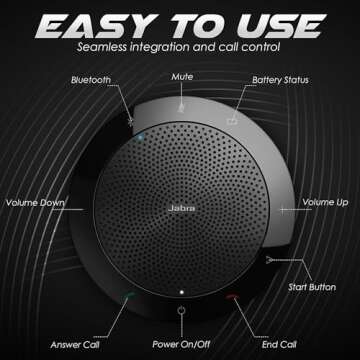 Jabra Speak 510 UC - Portable USB & Bluetooth Conference Speakerphone | Crystal Clear Sound for Meetings Anywhere | Zoom & Google Meet Certified | Optimized for Unified Communications