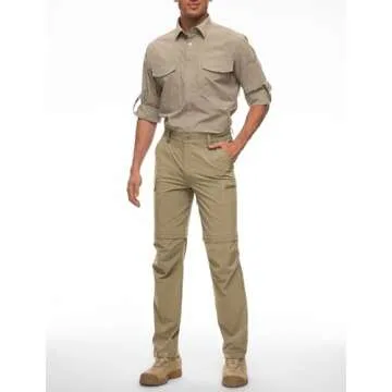 Wespornow Men's-Convertible-Hiking-Pants Quick Dry Lightweight Zip Off Breathable Cargo Pants for Ou...