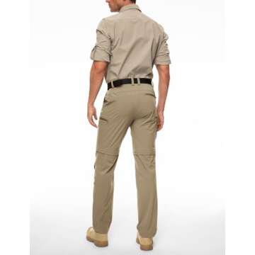 Wespornow Men's-Convertible-Hiking-Pants Quick Dry Lightweight Zip Off Breathable Cargo Pants for Outdoor, Fishing, Safari (Khaki, Medium)