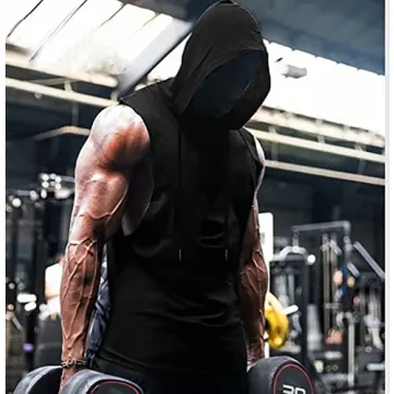 Babioboa Men's Breathable Hooded Tank Tops for Workouts