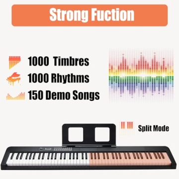 88 Key Digital Piano, Semi Weighted Electronic Keyboard Piano with Music Stand, Power Supply, Sustai...