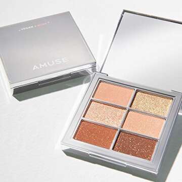AMUSE Eye Vegan Sheer Palette 6 Colors Eyeshadow Matt Shimmery Sheer Glitter Shades K-Beauty Natural Makeup02 SHEER PINK