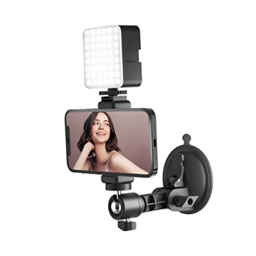 LenTok Suction Cup Mirror Phone Holder with Light - Ultimate Content Creator Tool