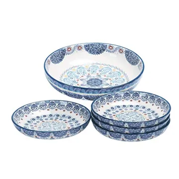 Bico Blue Talavera Ceramic Pasta Bowl, Set of 5 for Stylish Dining