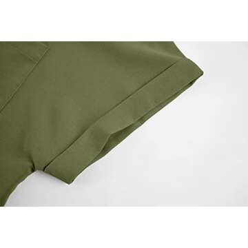 Runcati Womens Short Sleeve Shirts Button Down Wrinkle Free V Neck Loose Blouse Casual Work Tunic Tops with Pocket