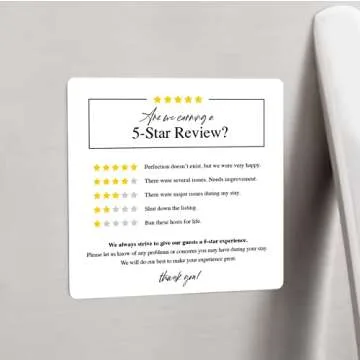 Guest Review Rating Magnet, 5" x 5" Magnetic Sign, Feedback Request and Rental Supplies for Vacation Homes, Guest Rooms, Airbnb, VRBO, Short-Term Rentals, Executive Suites (Modern)