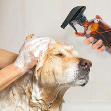 Empty Amber Glass Spray Bottles,Refillable 16 oz Container with Funnel and Labels for Essential Oils...