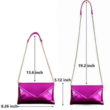 Evening Clutch Purses for Women Envelope Clutches Crossbody Bag Metallic Purse Wedding Prom Party Night Shiny Small Shoulder Handbag Rose