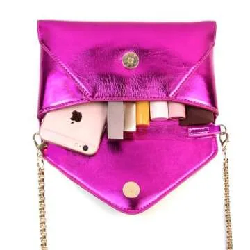 Evening Clutch Purses for Women Envelope Clutches Crossbody Bag Metallic Purse Wedding Prom Party Night Shiny Small Shoulder Handbag Rose