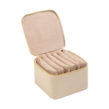 Frebeauty Small Travel Jewelry Box with 6 Pouch Bags – Perfect Mini Storage Solution for Women