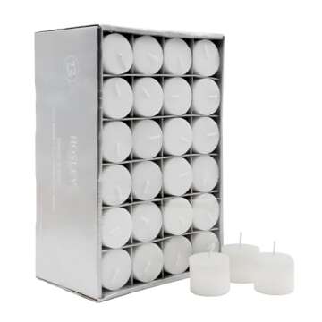 Hosley Set of 72 Unscented White Votive Candles – Bulk Pack, Clean-Burning, Long-Lasting 10-12 Hou...
