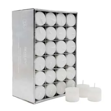 Hosley Set of 72 Unscented White Votive Candles – Bulk Pack, Clean-Burning, Long-Lasting 10-12 Hou...