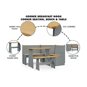 Urban Home Chapman Solid Wood Breakfast Nook for Small Spaces