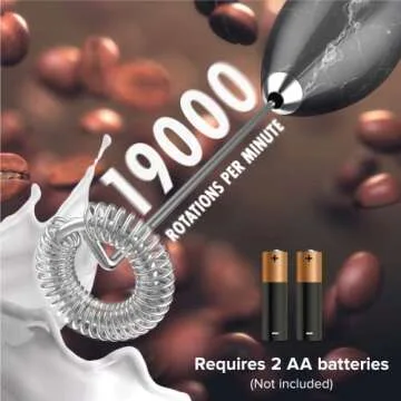 PowerLix Powerful Handheld Milk Frother With Stand Battery Operated Foam Maker Frother Wand For Coffee (A Black) (Black Marble)