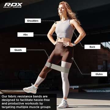 RDX Resistance Bands Fabric 3 Level Set, CPSIA RoHS Reach Certified, Premium Cotton Loop, Non Slip Latex Silk Grip, Yoga Pilates Legs Glutes Booty Stretch Workout, Exercise Home Gym Fitness Equipment