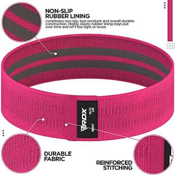 RDX Resistance Bands Fabric 3 Level Set, CPSIA RoHS Reach Certified, Premium Cotton Loop, Non Slip Latex Silk Grip, Yoga Pilates Legs Glutes Booty Stretch Workout, Exercise Home Gym Fitness Equipment