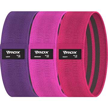 RDX Resistance Bands Fabric 3 Level Set, CPSIA RoHS Reach Certified, Premium Cotton Loop, Non Slip Latex Silk Grip, Yoga Pilates Legs Glutes Booty Stretch Workout, Exercise Home Gym Fitness Equipment