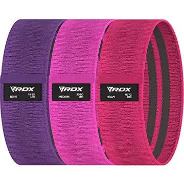 RDX Resistance Bands Fabric 3 Level Set, CPSIA RoHS Reach Certified, Premium Cotton Loop, Non Slip Latex Silk Grip, Yoga Pilates Legs Glutes Booty Stretch Workout, Exercise Home Gym Fitness Equipment