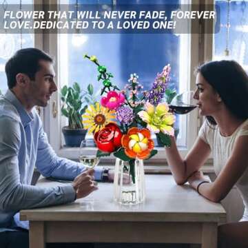 Flowers Bouquet Building Toy Set, 9 Kinds of Flowers Botanical Collection and Home Office Decorative...