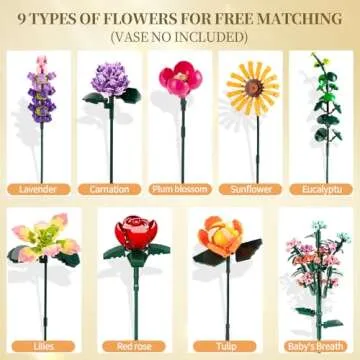 Flowers Bouquet Building Toy Set for Creative Minds and Gifts