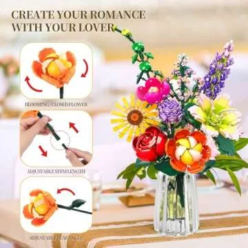 Flowers Bouquet Building Toy Set for Creative Minds and Gifts