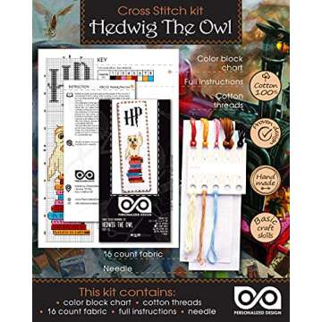 Hedwig The Owl Embroidery Kit - Cross Stitch Bookmark