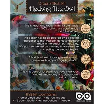Hedwig The Owl Embroidery Kit - Cross Stitch Bookmark
