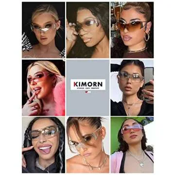 kimorn Wrap Around Y2K Sunglasses for Women Men Shield Flat Top Shades Futuristic Technology Framele...