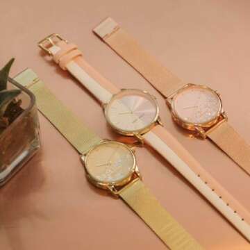 Nine West Women's Floral Dial Mesh Bracelet Watch